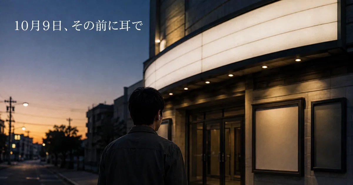 夕暮れの映画館の前に立つ人の後ろ姿。映画『汝、星のごとく』は2026年10月9日公開